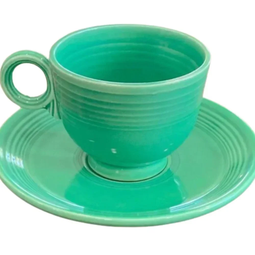 Fiestaware Mid Century Modern Dinnerware Cup & Saucer Set Original Medium Green